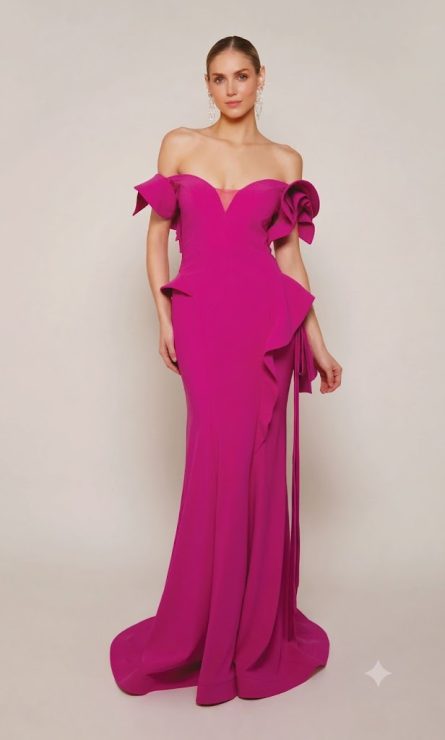 Special Occasion Off The Shoulder Neckline Ruffles Mermaid Dress - Image 7