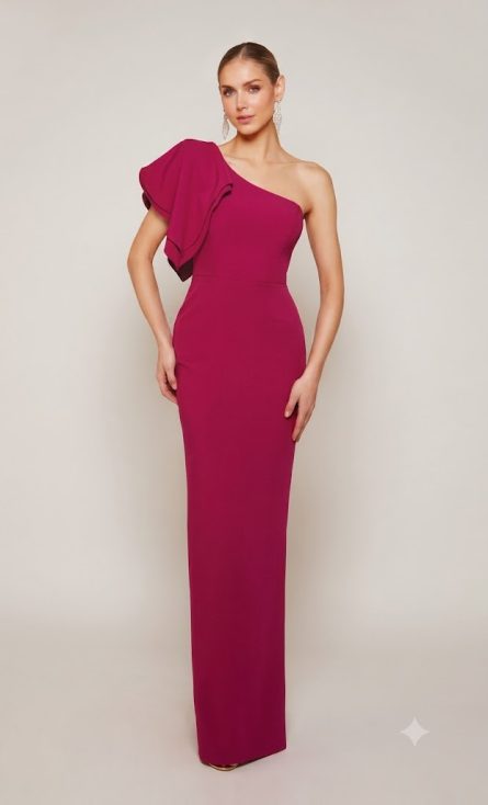 Special Occasion One Shoulder Neckline Elegant Straight Dress - Image 4