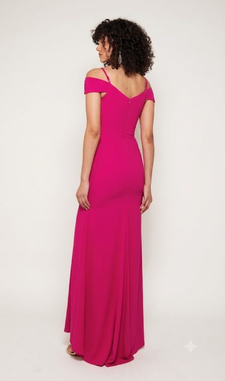 Special Occasion One Shoulder Neckline Slit Straight Dress - Image 3