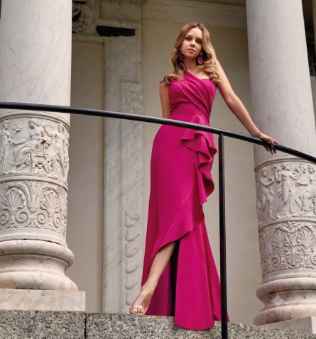 Special Occasion Shoulder Neckline Ruffles Straight Dress - Image 3
