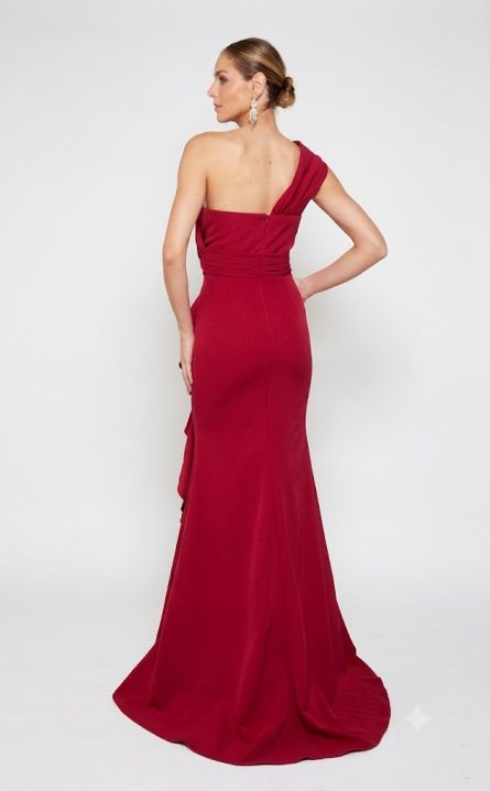 Special Occasion Shoulder Neckline Ruffles Straight Dress - Image 5
