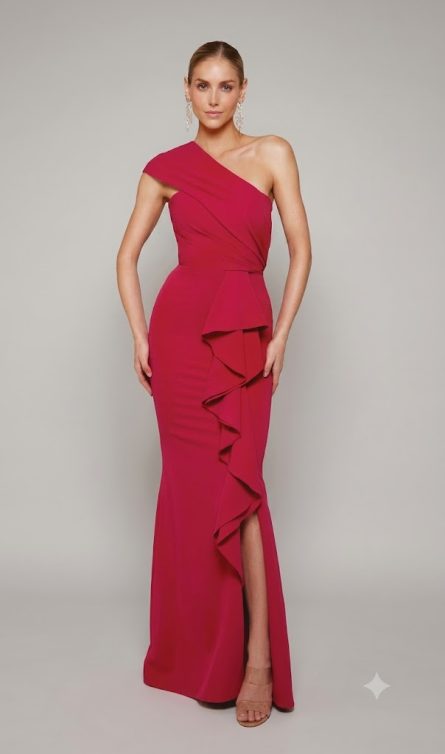 Special Occasion Shoulder Neckline Ruffles Straight Dress - Image 6