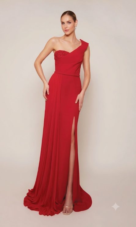 Special Occasion Neckline Slit Straight Dress - Image 4