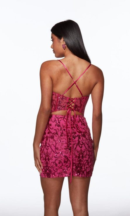 Homecoming Short Neckline Sweetheart Gltter Tulle Dress - Image 3